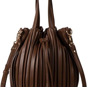 Mini leather drawstring bucket crossbody bag