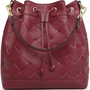 Woven leather bucket bag